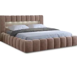 Cleo - lit coffre avec led - 160x200 cm - sommier inclus - en velours - Best Mobilier