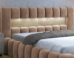 Cleo - lit coffre avec led - 160x200 cm - sommier inclus - en velours - Best Mobilier