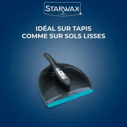 Combiné pelle-balayette caoutchouc Starwax gris et bleu l.22,5 x H.22 x P.9cm