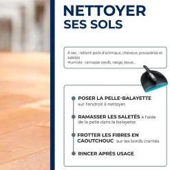 Combiné pelle-balayette caoutchouc Starwax gris et bleu l.22,5 x H.22 x P.9cm