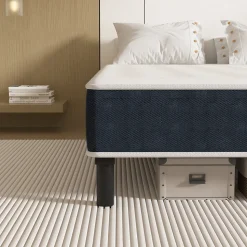 Combinaison lit matelas 120x190 cm, Matelas a mousse+ Cadre de Lit en Fer, Comprenant 9 pieds, Epaisseur du matelas 15 cm