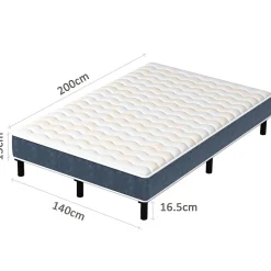 Combinaison lit matelas 120x190 cm, Matelas a mousse+ Cadre de Lit en Fer, Comprenant 9 pieds, Epaisseur du matelas 15 cm