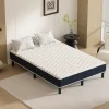 Combinaison lit matelas 140x200 cm, Matelas a mousse+ Cadre de Lit en Fer, Comprenant 9 pieds, Epaisseur du matelas 15 cm
