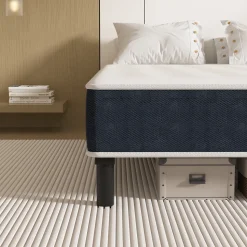 Combinaison lit matelas 140x200 cm, Matelas a mousse+ Cadre de Lit en Fer, Comprenant 9 pieds, Epaisseur du matelas 15 cm