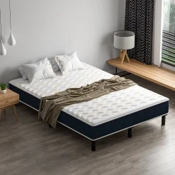 Combinaison lit 140x190 cm, matelas en mousse à mémoire de forme de 15 cm d'épaisseur + cadre de lit en fer, 9 pieds