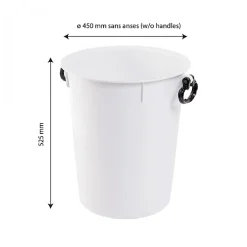 Conteneur alimentaire 50 L avec poignées noires - blanc