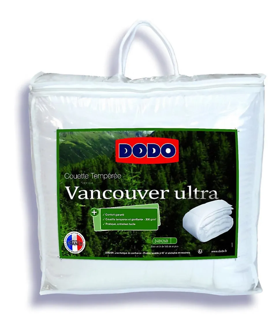 Couette 240 x 260 cm - DODO - Tempérée - 100% fibre polyester - Pour 2 personnes - Blanc