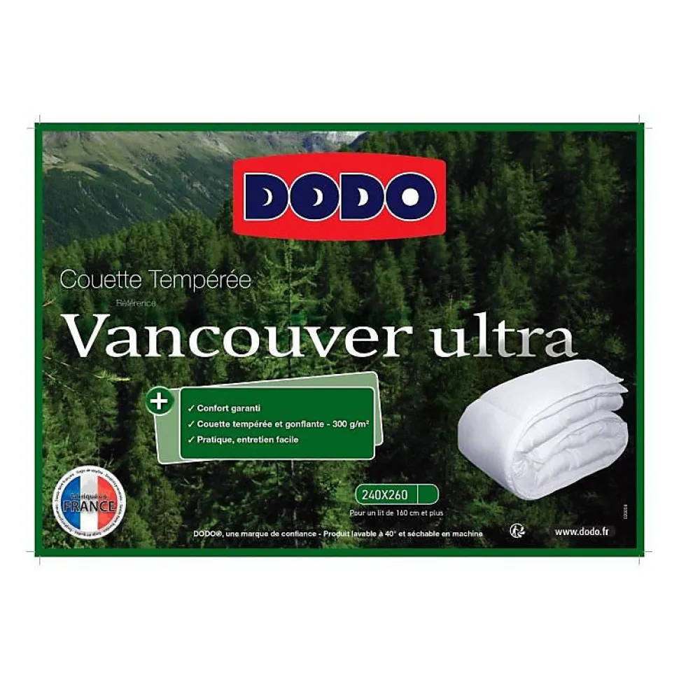 Couette 240 x 260 cm - DODO - Tempérée - 100% fibre polyester - Pour 2 personnes - Blanc