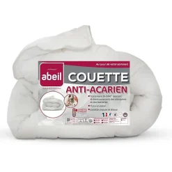 Couette anti-acariens - 220 x 240 cm - Chaude - 400 g/m² 2 personnes - Blanc - ABEIL
