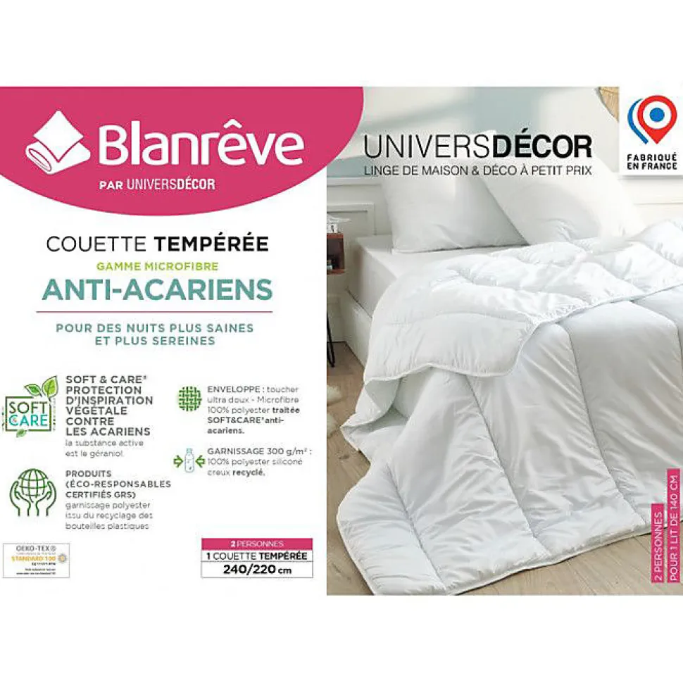 Couette Blanrêve Gamme "Douceur" 240 x 220 cm traité Anti Acarien Soft & care