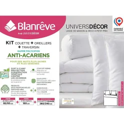 Couette Blanrêve très chaude 260 x 240 + 2 Oreillers 60 x 60 + Polochon 160 