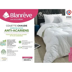 Couette Blanrêve très chaude 260 x 240 cm Gamme "Confort" traité Anti Acarien Soft & care