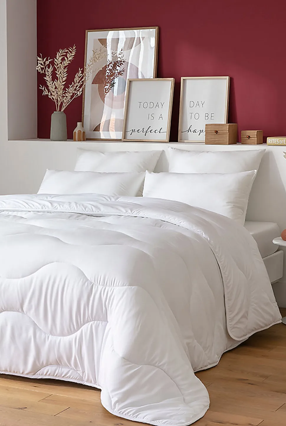 Couette chaude 140 x 200 cm polyester microfibre blanc 400g/m²