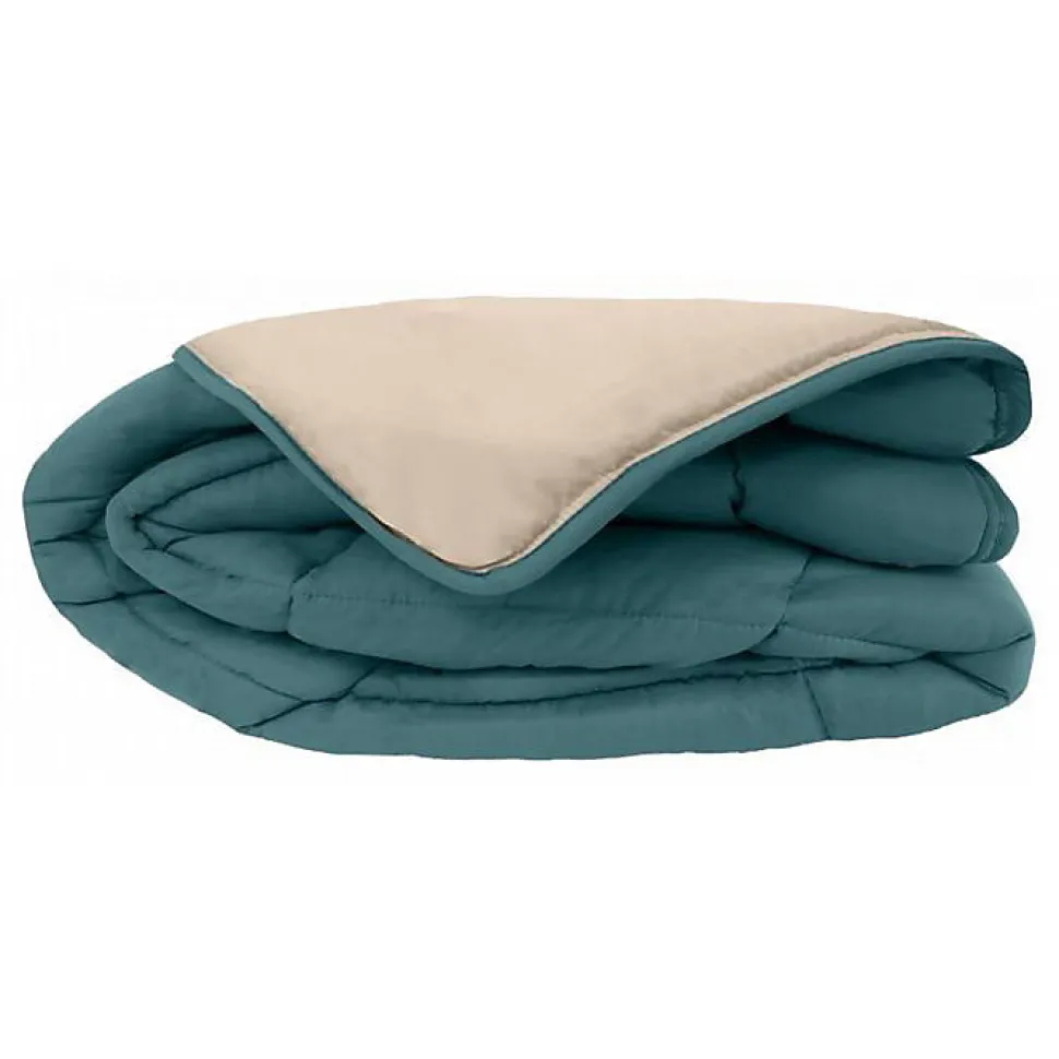 Couette chaude Bicolore Gamme Microfibre "Cocoon Non feu - Norme NF EN ISO 12952" toutes dimensions Toison d'or - cocoon Bleu Paon