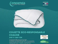 Couette chaude recyclée de DREAMEA en microfibre - 240 x 260 cm - 350 gr/ m² - Biais bleu - ROSA