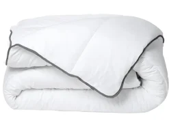 Couette Câline toucher soie 220 x 240 cm - 250 g/m² - Blanc biais gris- BIESYA