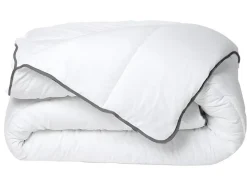 Couette Câline toucher soie 140 x 200 cm - 250 g/m² - Blanc biais gris - BIESYA