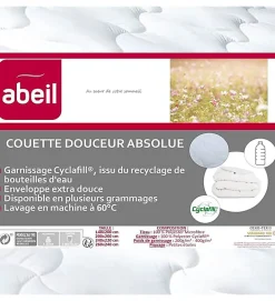Couette de lit Douceur Absolue blanc ABEIL Dimension - 200x200, Grammage - 200 g/m2
