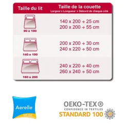 Couette de lit premium tempérée 350g blanc Aerelle soft flex ABEIL Dimension - 140x200