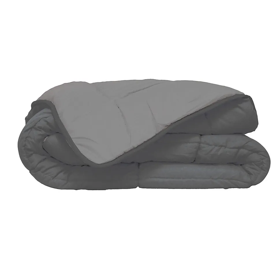 Couette d'été en microfibre bicolore (260x240 cm - Gris clair)