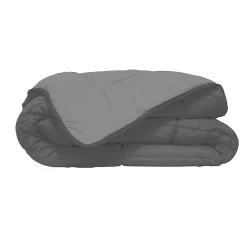 Couette d'été en microfibre bicolore (140x200 cm - Gris clair)