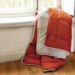 Couette hiver 240x220 cm COCOON BICOLORE Gingembre/Galet garnissage fibre polyester 400g/m2