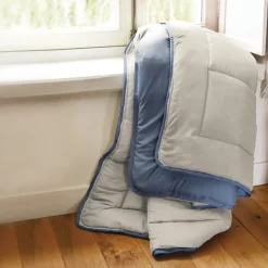 Couette hiver 260x240 cm COCOON BICOLORE Petrole/Mastic garnissage fibre polyester 400g/m2
