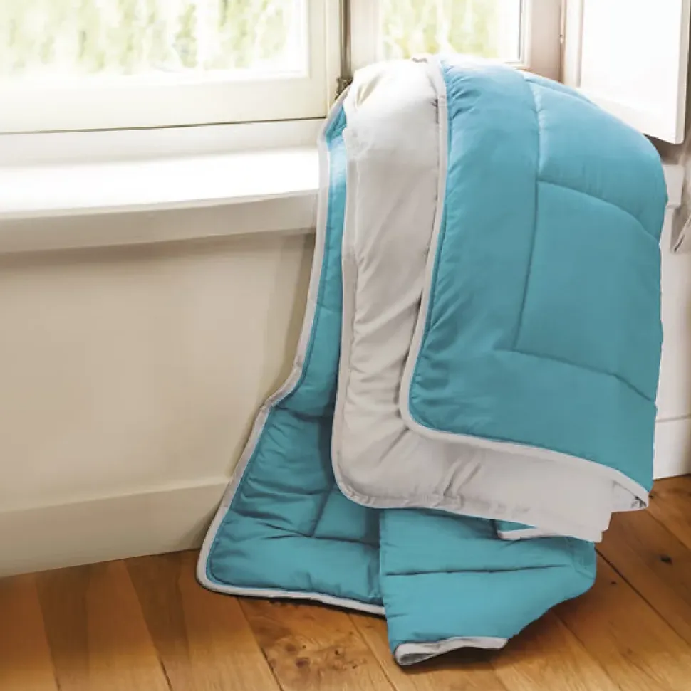 Couette hiver 240x220 cm COCOON BICOLORE Lac/Galet garnissage fibre polyester 400g/m2