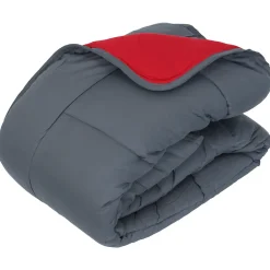 Couette hiver 140x200 cm COCOON BICOLORE Gris/Rouge garnissage fibre polyester 400g/m2