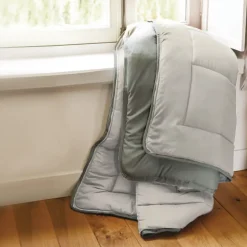 Couette hiver 200x200 cm COCOON BICOLORE Taupe/Lin garnissage fibre polyester 400g/m2