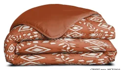 Couette légère imprimée / Uni Terracotta - 1 personne 140 x200 - Toutes saisons - 29187