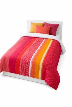 Couette légère imprimée jasper rouge / non tissé blanc - 1 personne 140 x 200 - 14018-5