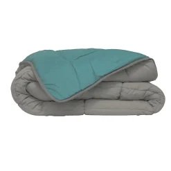 Couette légère réversible bicolore en microfibre 200 gr/m² (200x200 cm - Turquoise)
