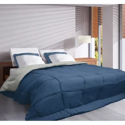 Couette Microfibre 400g/m² CALGARY Petrole & Mastic 140x200cm