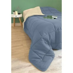 Couette Microfibre 400g/m² CALGARY Petrole & Mastic 140x200cm