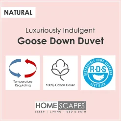 Couette Premium tempérée printemps/été en duvet d'oie 9 Tog - 230 x 220 cm - HOMESCAPES