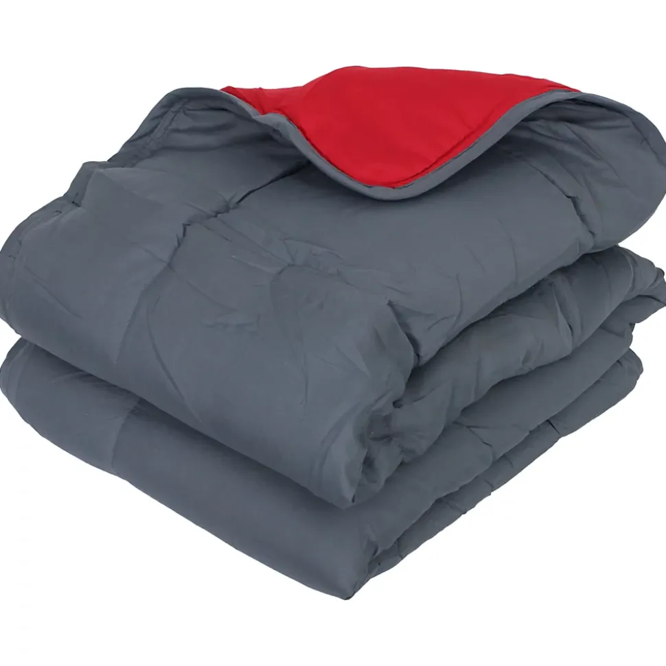 Couette été 140x200 cm COCOON BICOLORE Gris/Rouge garnissage fibre polyester 200g/m2