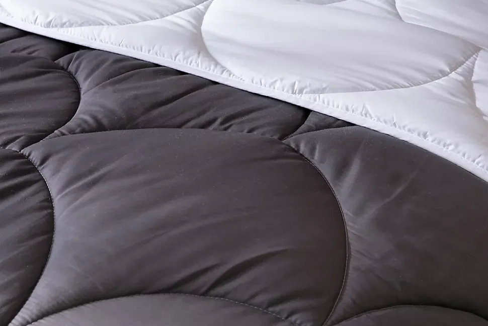 Couette tempérée 220 x 240 cm bicolore polyester gris et blanc