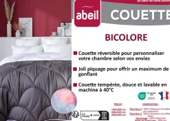 Couette tempérée 220 x 240 cm bicolore polyester gris et blanc