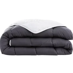 Couette tempérée 220 x 240 cm bicolore polyester gris et blanc