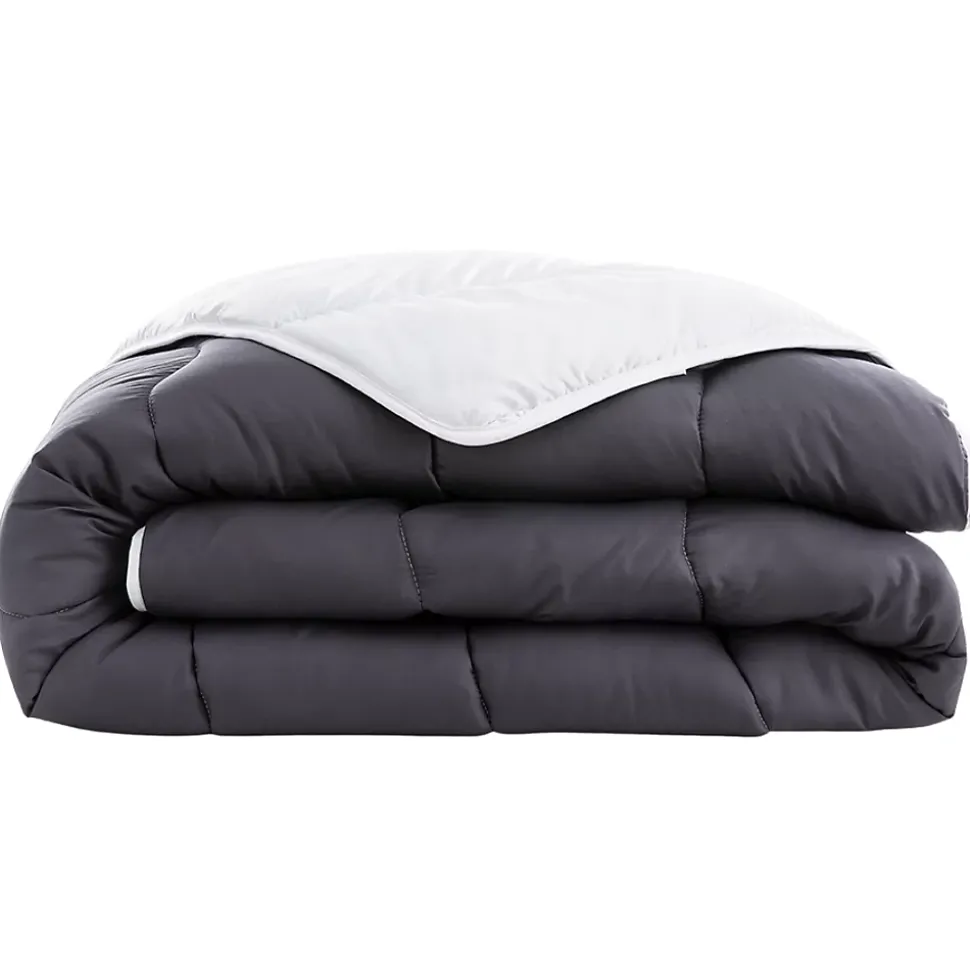 Couette tempérée 140 x 200 cm bicolore polyester gris et blanc