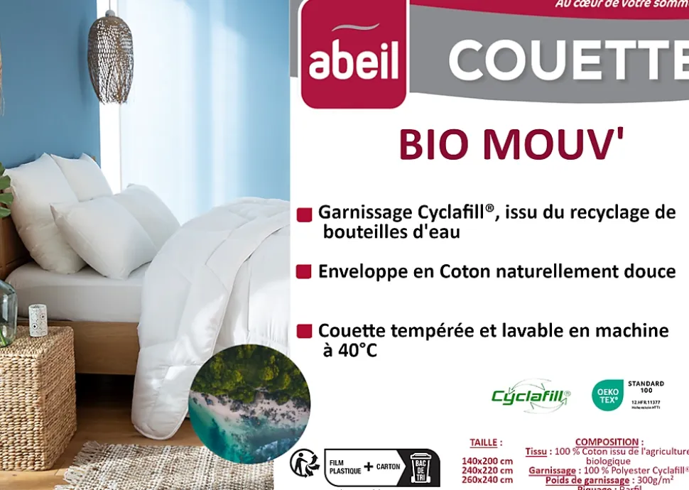 Couette tempérée 240 x 260 cm coton blanc