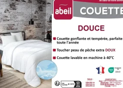 Couette tempérée 240 x 260 cm polyester microfibre blanc 300g/m²