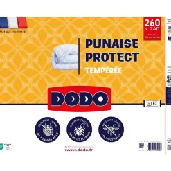 Couette tempérée DODO 240x260 cm - 2 personnes - Protection anti punaise, anti acarien - 300G/m² - Blanc - Fabriqué en France