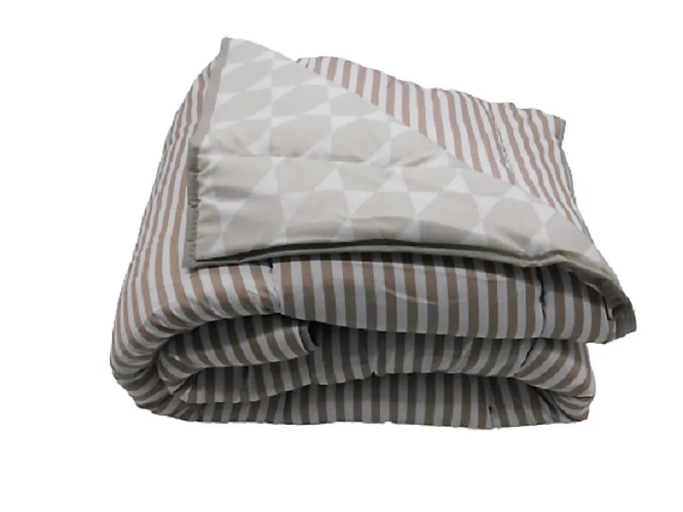 Couette Tempérée Geométrique/rayures Beige - 1 Personne 140 x 200 - 12965-11