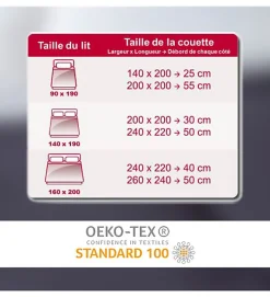 Couette tempérée Gris et blanc 300g 140 x 200 pour lit 1 place ABEIL