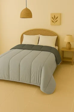 Couette Tempérée Gris Foncé/gris Clair - 1 ou 2 Personnes 200 x 200 - 20726