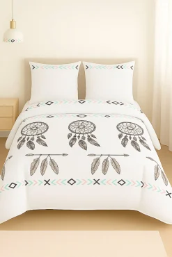 Couette tempérée imprimée attrape rêve noir - 1 ou 2 personnes 200 x 200 - 10742