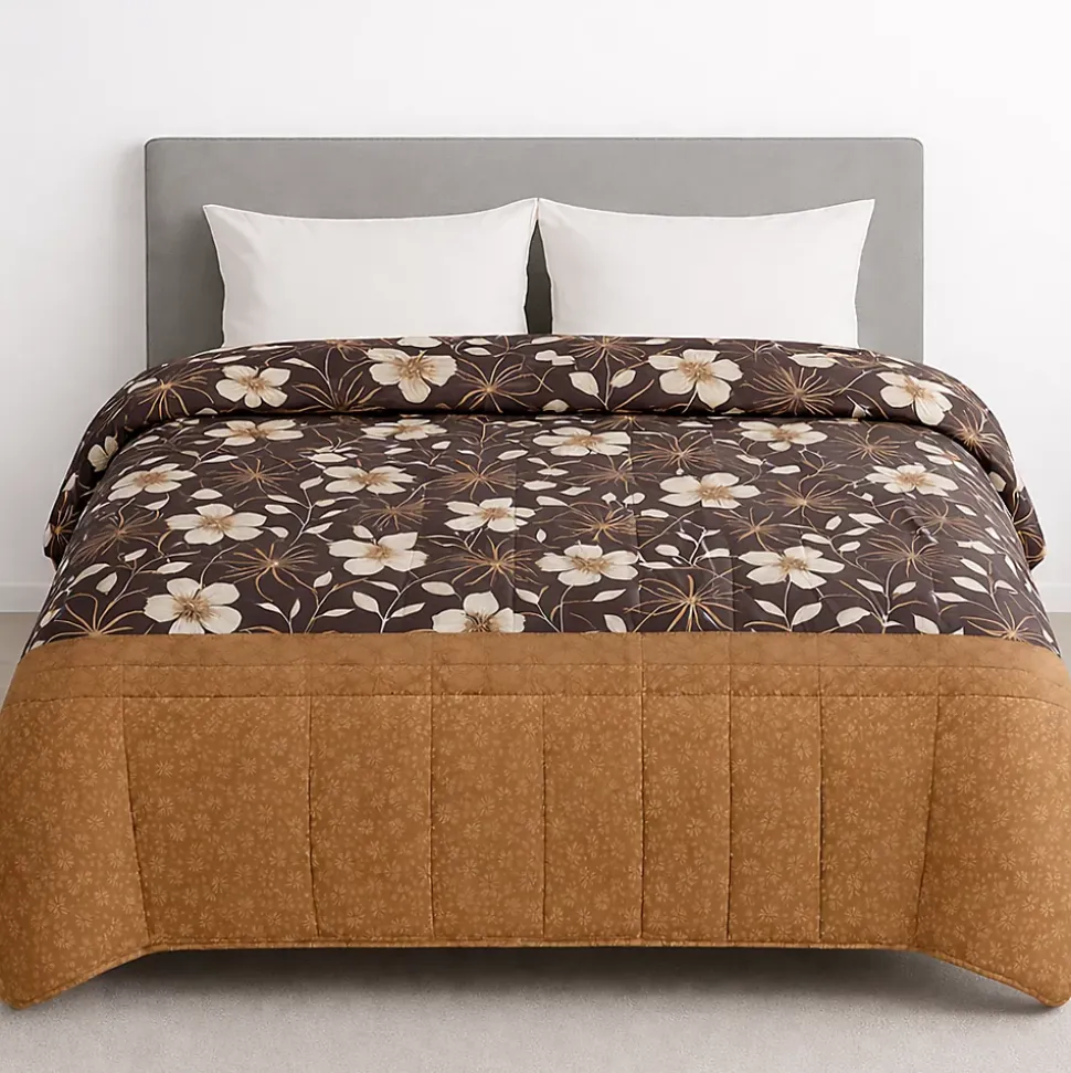 Couette tempérée imprimée bouquet - 2 personnes 220 x 240 - mi saison - 20882