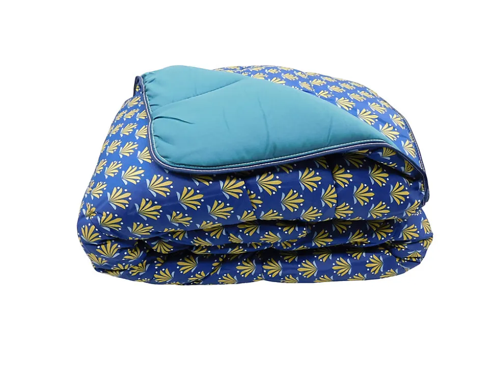 Couette tempérée imprimée D-tox / uni bleu - 2 personnes 220 x 240 - mortreux